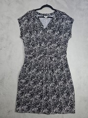 Worthington StretchDress Black White Dot Shoulder Zipper Accent Short Slvs Sz XL
