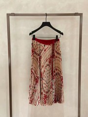 FOG SACAI Pleated Midi Skirt High Waist Slimming Tie Belt