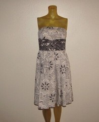 Kay Unger dress strapless halter size 6 floral black tan lined 97% cotton