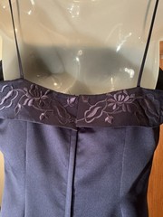 Morilee by Madeline Gardner dark purple satin A-line Ballgown w Embroidery