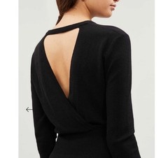 NWT Maje Rolland Open Back Long Sleeve Midi Sweater Dress. Designer Sz 1/US 2-4