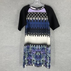 Tibi New York Dress Women 4 Silk Multicolor Lace Print Raglan Sleeve Zip Career