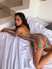 Sexy LGBT Rainbow Pride Hollow Out Off Shoulder Bodycon Babydoll Dress US Seller