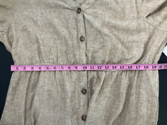 Time and True Dress Womens 22 Beige Linen Blend Maxi Button Up Tie Sleeve Boho