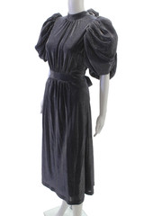 ROTATE Womens A-Line Dress Blue High Neck Short Sleeve Long Tie Size 36