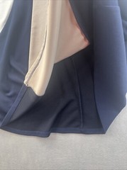 Sandra Darren Tan Navy White Keyhole Zip Knee Length Shift Dress 12 Colorblock