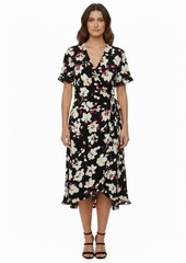 Roz & Ali Floral V Neck Wrap Style Dress Size 4