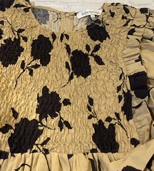 Sofie the Label Mini Babydoll Dress Floral Puffed Sleeves Size Small Cotton