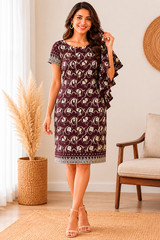 Custom made knee length one shoulder ruffled sleeve dress size XS 4 2