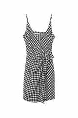 Mustard Seed Black White Gingham Wrap Mini Dress Women&rsquo;s Small Tie Waist Summer