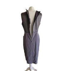 Jaeger Women&rsquo;s Grey Sleeveless Stretchy Formal Sheath Dress – Size UK 12. New!