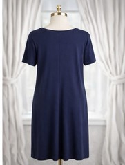Isaac Mizrahi LIVE Luxe Pima Cotton Stretch Knit Casual T-Shirt Dress Navy XL