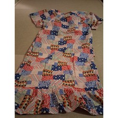 Sz medium petite midi dress lightweight granny core USA America flag dress nib