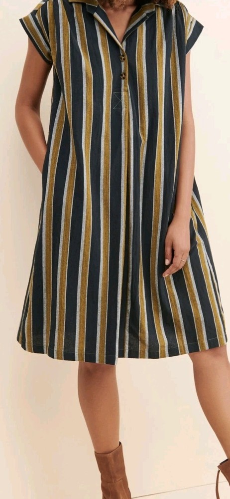 Effortless Elegance: Saint Geraldine 100% Cotton Striped Tunic Dress S