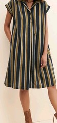 Effortless Elegance: Saint Geraldine 100% Cotton Striped Tunic Dress S
