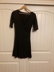 Prana Nadia Summer Dress Size Medium Dark Gray Long Sleeve Stretch Acrylic Wool