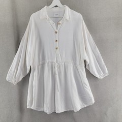 Free People Girl And The Sun Womens Dress Linen Mini Shirt Size Medium Ivory