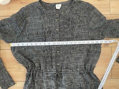 HUSK Australia Grey/ Green Pattern Layering Shirt Dress Drawstring Fits Uk 12