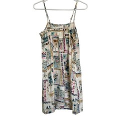 Lucky Brand Smudge Studio Linen Printed Mini Dress Multicolor Boho Summer XS