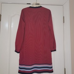 Michael Kors Size Medium Red Black Long Sleeve Dress Shift Career Belt Missing