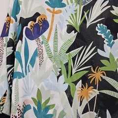 Oliphant Polly Palm Leaf Tropical Print Button-up Sheer Shirt Dress Size Small