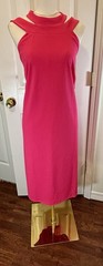 BEBE Womens Bodycon MIDI Halter Neck Double Cutout Hot Pink Size 3X (18)