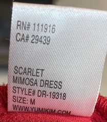 Yumi Kim Womens Wrap Dress Medium V Neck Mimosa Short Sleeve Scarlet Red Ruffled