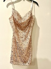 B Smart Sequin Slip Dress in Champagne