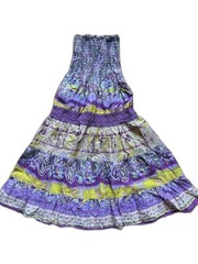 She&rsquo;s Cool Y2K Purple Tiered Smocked Boho Strapless Maxi Tube Dress Size S