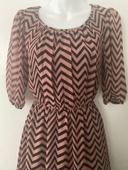 Sweet Storm Small Chevron Print Pink Black Dress Career Waist Fitted WoW visit!!