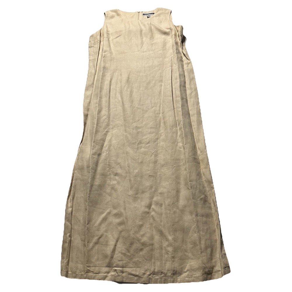 Amanda Smith Maxi Dress Women’s Size 14 Pure Linen Beige Sleeveless Vintage A1