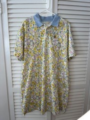 Teddy Fresh Size L / XL Pastel Yellow Floral Terry Toweling Polo Shirt Dress