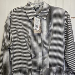 Lilly Rose Striped LS Dress Small Fairy Classy Business Button Up