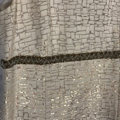 $150 New Nipon Boutique Shift Cocktail Dress Gold Ivory Metallic Beaded Waist 6