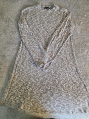Womens Large Dress Grey Ribbed Long Sleeve Mock Neck American Eagle Outfitters