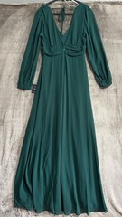 Lulus Talk About Divine Backless Maxi Dress Womens Hunter Green Plunging V-Neck