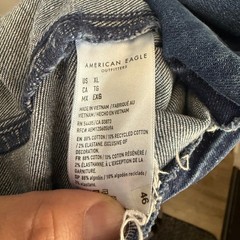 American Eagle Denim Pinafore Dress Womens XL Blue Button Front Raw Hem NWT