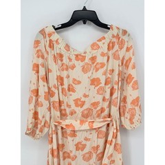 a.n.a A New Approach Floral Poppy Midi Dress Womens XXL Orange Tie Waist New
