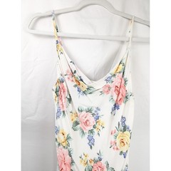 Y2K Forever 21 Floral Cowl Neck Mini Slip Dress Sz S White Romantic Fairy Dainty