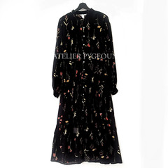 BNWT H&M Oversized Crinkled Long Sleeves Viscose Dress Black / Floral Sz M,L,XL