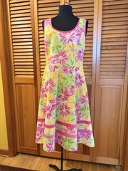 Willi Smith Dress Pink Yellow Green Floral Women’s Size 8 Fit Flare Cotton