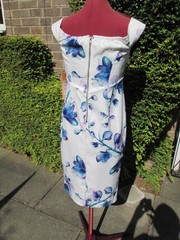 BNWT-GINGER FIZZ « BLUE MONDAY » WIGGLE DRESS-BONED V NECK-CHUNKY ZIP-M-UK 8/10.