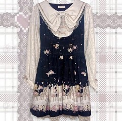 Liz Lisa Melody Bunny patterned Sailor-style collar and ribbon details Black