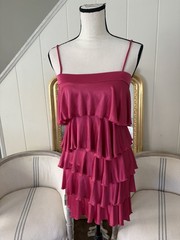 GUESS Collection Y2K Hot Pink Tiered Ruffle Cami Mini Dress Size S USA Coquette