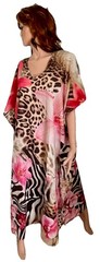 GYPSIE BLU NWT Leopard ZEBRA and TROPICAL FLORAL Digital Print CAFTAN Dress O/S