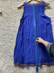 Savanna Jane Womens Bohemian Embroidered Dress Size Large Blue Sleeveless