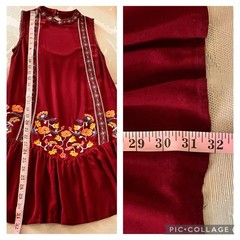 Embroidered Dress Sleeveless Keyhole Gathered Hem Unbranded READ