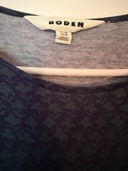 Boden US 6 Long Sleeve Midi Navy and Green Print Stretch Ecovero Viscose Preppy