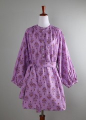 TEA Collection NWT $75 Kalavathi Blockprint Adult Belted Tunic Dress Size XS