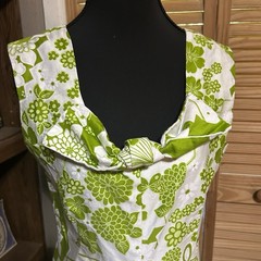 Vintage Green And White Floral Summer Sleeveless Dress